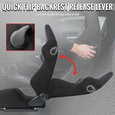 Universal Racing Seat Black Suede And Blue Bird Eye/Cloth With Double Blue Stich
