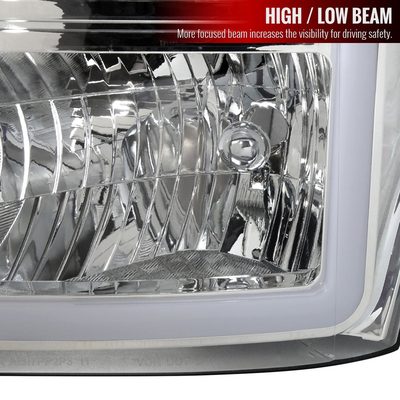 2011-2016 Ford F-250/350/450/550 Super Duty LED CBar Factory Headlights Chrome