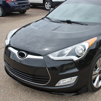 2012-2017 Hyundai Veloster Glossy Black 3Pcs Front Bumper Lip Splitter Kit
