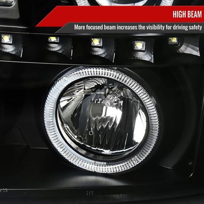 2002-2006 Cadillac Escalade Dual Halo Projector Headlights SMD LED Light Black
