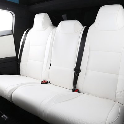 Tesla Cybertruck Seat Covers Leather Seat Protector Full Coverage(Black/White)