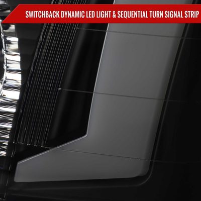 For Chevrolet Equinox 2005-2009 Headlights Switchback LED Bar Turn Signal Matte Black Housing Smoked Lens