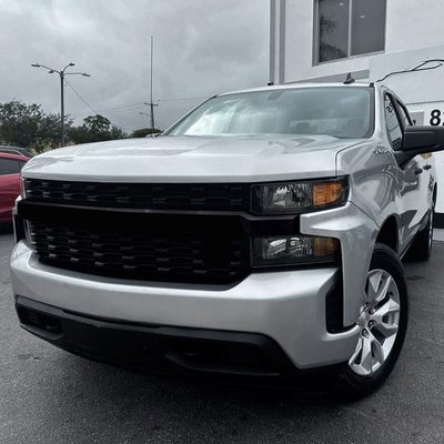 2019-2021 Chevrolet Silverado 1500 Grille Overlay Gloss Black 1Pcs ABS Plastic