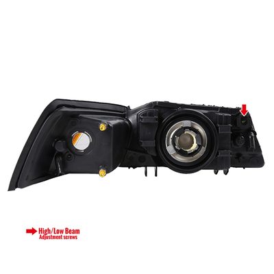 1999-2004 Ford Mustang Factory Headlights w/Amber ReflectorsMatte Black/Clear