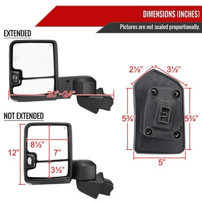 2019-2022 Chevy Silverado 1500 Heated Chrome Towing Mirrors Smoke &Turn Signal