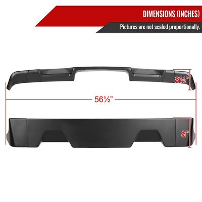 2014-2017 GMC Sierra 1500 Rear Roof Matte Black Truck Spoiler Wing Kit