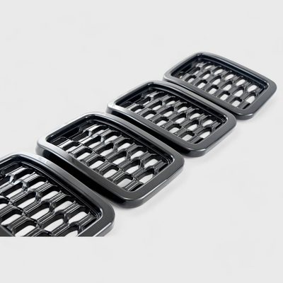 2017-2021 Jeep Grand Cherokee Grille Overlay Gloss Black 7Pcs ABS Plastic