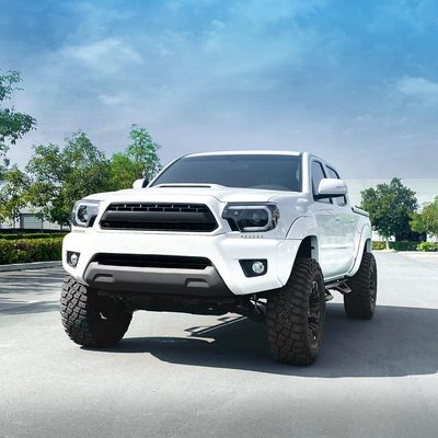 2012-2015 Toyota Tacoma LED C-Bar Projector Headlights Jet Black/Clear Lens