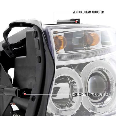 1997-2004 Dodge Dakota/ 1998-2003 Durango Dual Halo Projector Headlights Chrome