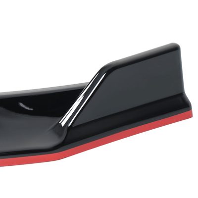 2014-2017 VW Golf Glossy Black/Red Trim 3Pcs Front Bumper Lip Splitter Kit