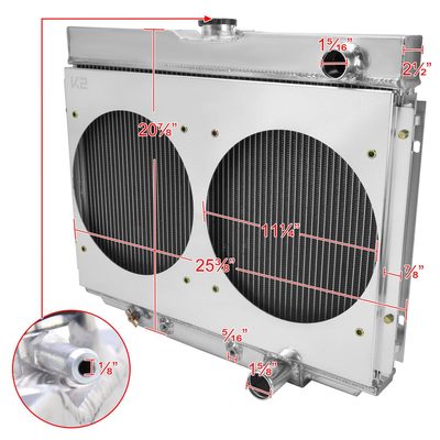 1967-1970 Ford Mustang/ Mercury Cougar 3Row Radiator Dual Shroud Fan
