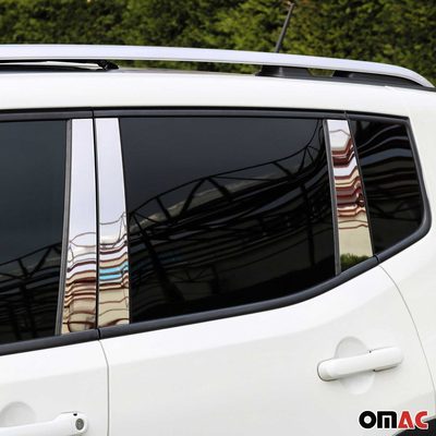2017-2026 Jeep Compass Window B Pillar Posts Door Trim Cover Stainless Steel Silver 6x