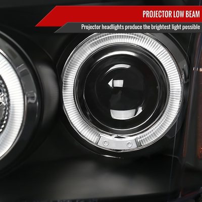 2005-2007 Dodge Magnum Dual Halo Projector Headlights Matte Black/Clear Lens