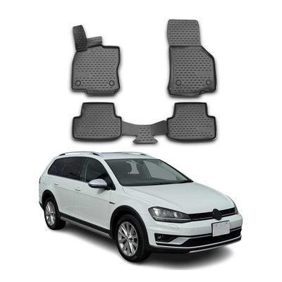 2017-2019 VW Golf Alltrack Mk7 Floor Mats Liners Full Set All Weather Black