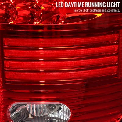 2002-2006 Dodge RAM V2 LED Tail Lights Chrome Housing/Red Clear Lens