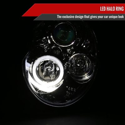 2002-2008 Mini Cooper R50 R53 R52 Single Halo Projector Headlights Chrome