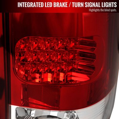 2007-2014 GMC Sierra LED Tail Lights Chrome Housing/Red Clear Lens