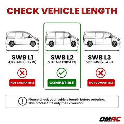 2016-2023 Mercedes Metris Mid Wheel Base Roof Rack Rails Side Rails Silver