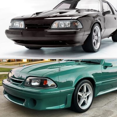 1987-93 Ford Mustang Factory Style Crystal Headlights Matte Black/Clear Lens