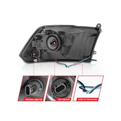 Anzo Black Crystal U-Bar Headlights 111516