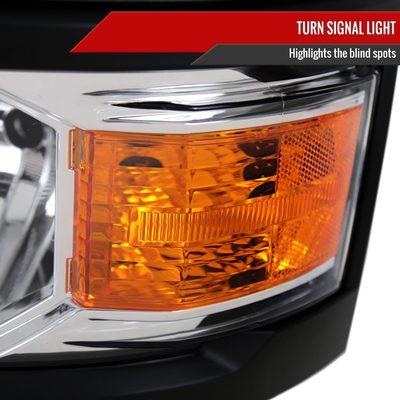 2014-2015 Chevy Silverado 1500 Factory Style V2 Headlights Chrome/Clear Lens