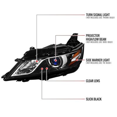 For Chevrolet Impala 2014-2020 Factory Style Projector Headlights Jet Black Housing Clear Lens