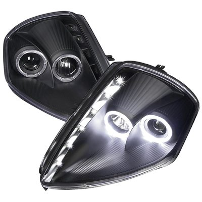 2000-2005 Mitsubishi Eclipse Dual Halo Projector Headlights LED Light Black
