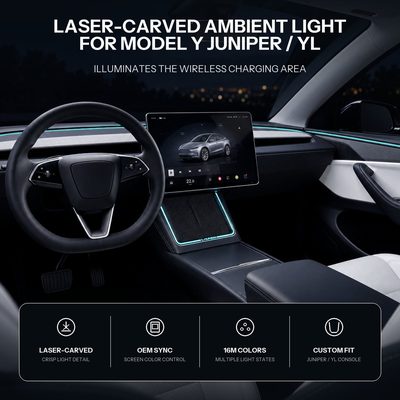 Laser-Carved Ambient Light for Model Y Juniper / YL Wireless Charging Port | TESERY