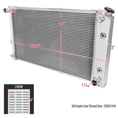 1968-1977 Chevy Malibu/Monte Carlo/Impala/Capric 3Row Performance Radiator