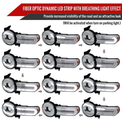 2007-2014 Toyota FJ Cruiser Signal Animated LED Projector Headlights Chrome