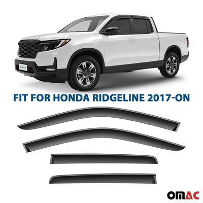 Clim Art Wind Deflectors for Honda Ridgeline 2017-2025 Shatterproof Smoke 4 Pcs
