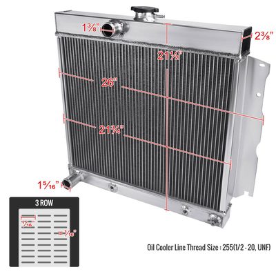 1963-1969 Dodge Dart Charger Coronet Coronet Alu 3-Row Performance Radiator