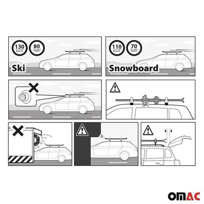 Menabo Clamby 4 Ski Rack Roof Rack Ski Snowboards Fixing Kit