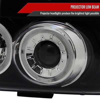 1992-1996 Ford F-150 F-250 F-350 Bronco Dual Halo Headlights - V2 Black