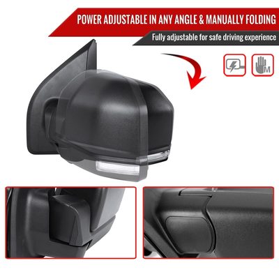 2015-2020 Ford F-150 Black Heated Side Mirror LED Turn Signal Driver Side