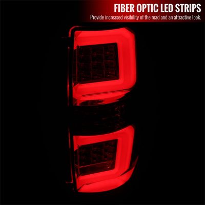2009-2014 Ford F-150 Red C-Bar LED Tail Lights Chrome Housing/Red Lens