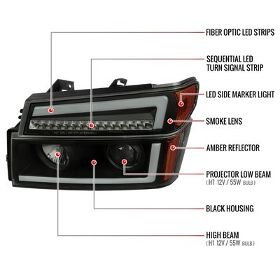 2004-2012 Chevy Colorado/GMC Canyon LED Headlights&Corner Lamp Smoke