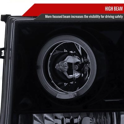 2007-2014 GMC Sierra SMD Dual Halo Projector Headlights Glossy Black/Smoke