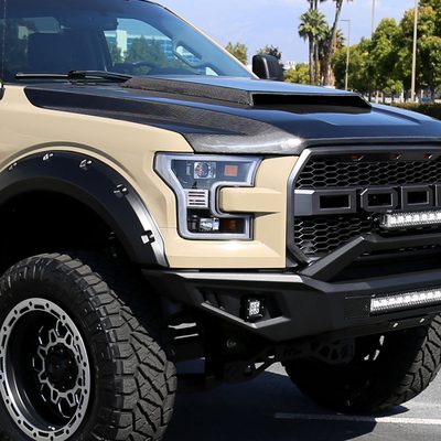 2015-2017 Ford F-150 LED Bar Projector Headlights Matte Black/Clear Lens