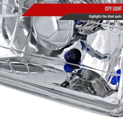 Universal 4"x6" H4 Crystal Headlights Chrome Housing/Glass Lens