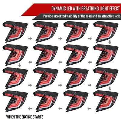 2017-2021 Honda Civic Hatchback Turn Signal LED Tail Lights Matt Black/Clear