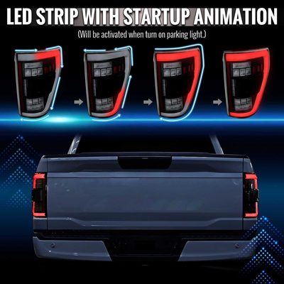 For Ford F-150 2021-2023 Full LED Tail Light Black Housing Clear Lens