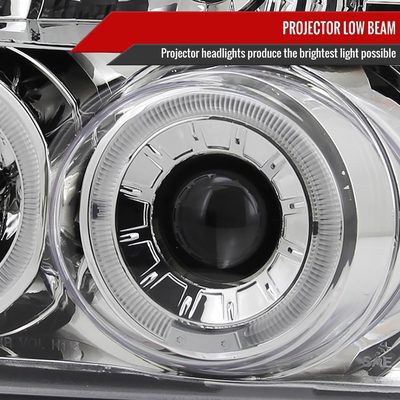 1992-1996 Ford F150 F-250 F-350 Bronco Dual Halo Projector Headlights Chrome
