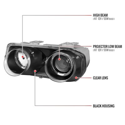 1994-1997 Acura Integra 3DR/4DR Dual Halo Projector Headlights Matt Black