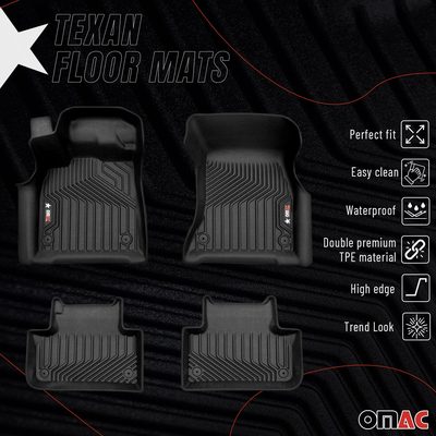 2018-2025 Audi Q5 SQ5 2.gen Premium Floor Mats Liners First and Second Row Set Black