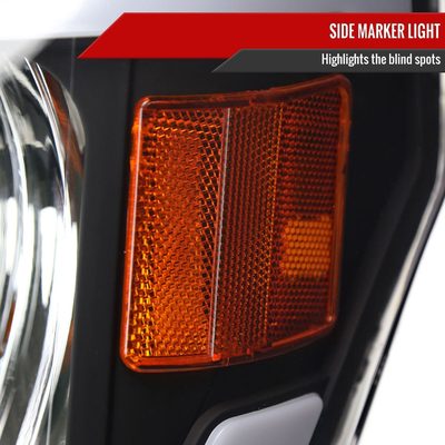 2009-2014 Ford F-150 LED Tube Factory Style Headlights Matte Black/Clear Lens