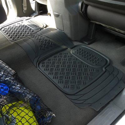 Universal fit Rubber Car Floor Mats Trunk Cargo Liner All Weather 4Pcs Black