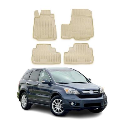2007-2011 Honda CR-V Floor Mats Liners Full Set All Weather Beige