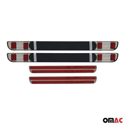 2018-2024 VW Tiguan Door Sill Scuff Plate Illuminated Brushed Stainless Steel Dark