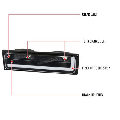1988-1998 Chevy/GMC C10 C/K LED Strip Bumper Corner Signal Lights Matt Black
